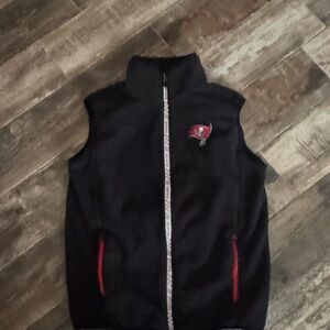NFL Tampa Bay Buccaneer Mens Black Fleece Vest with Red Accents